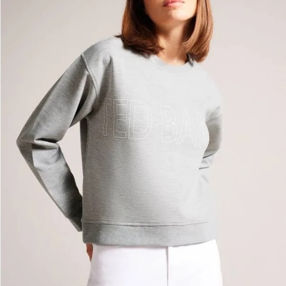 Ted Baker Women's Logo Sweatshirt in Heather gray, Lorito size 1 / 0-2